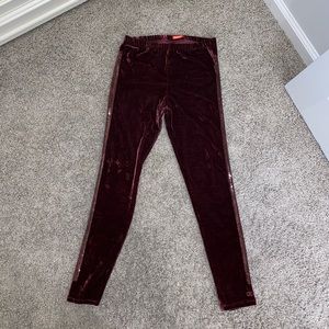 Guess Kids Maroon Velvet Leggings